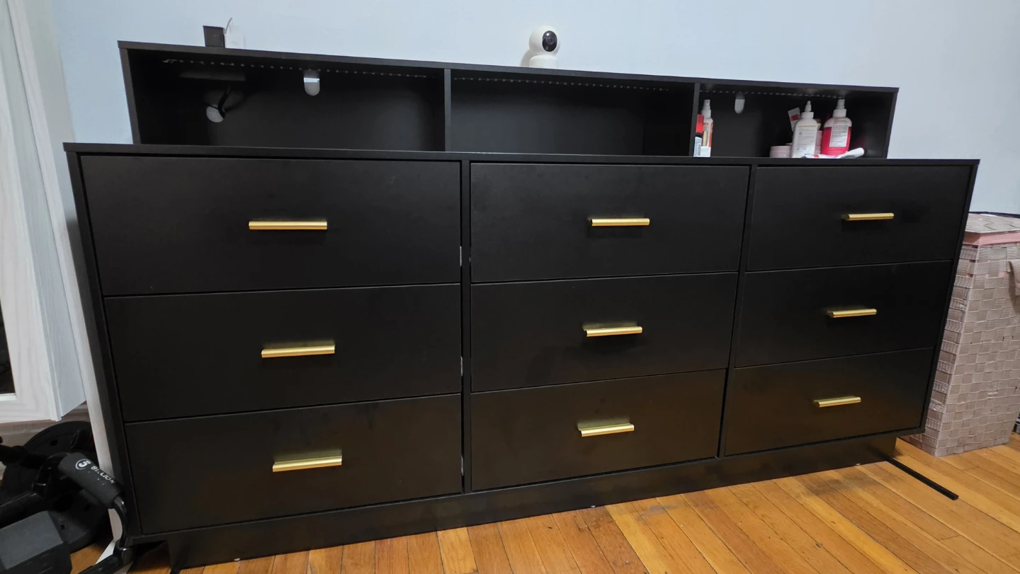 Black 6-Drawer Dresser with LED Lights and Power Outlet - photo 3