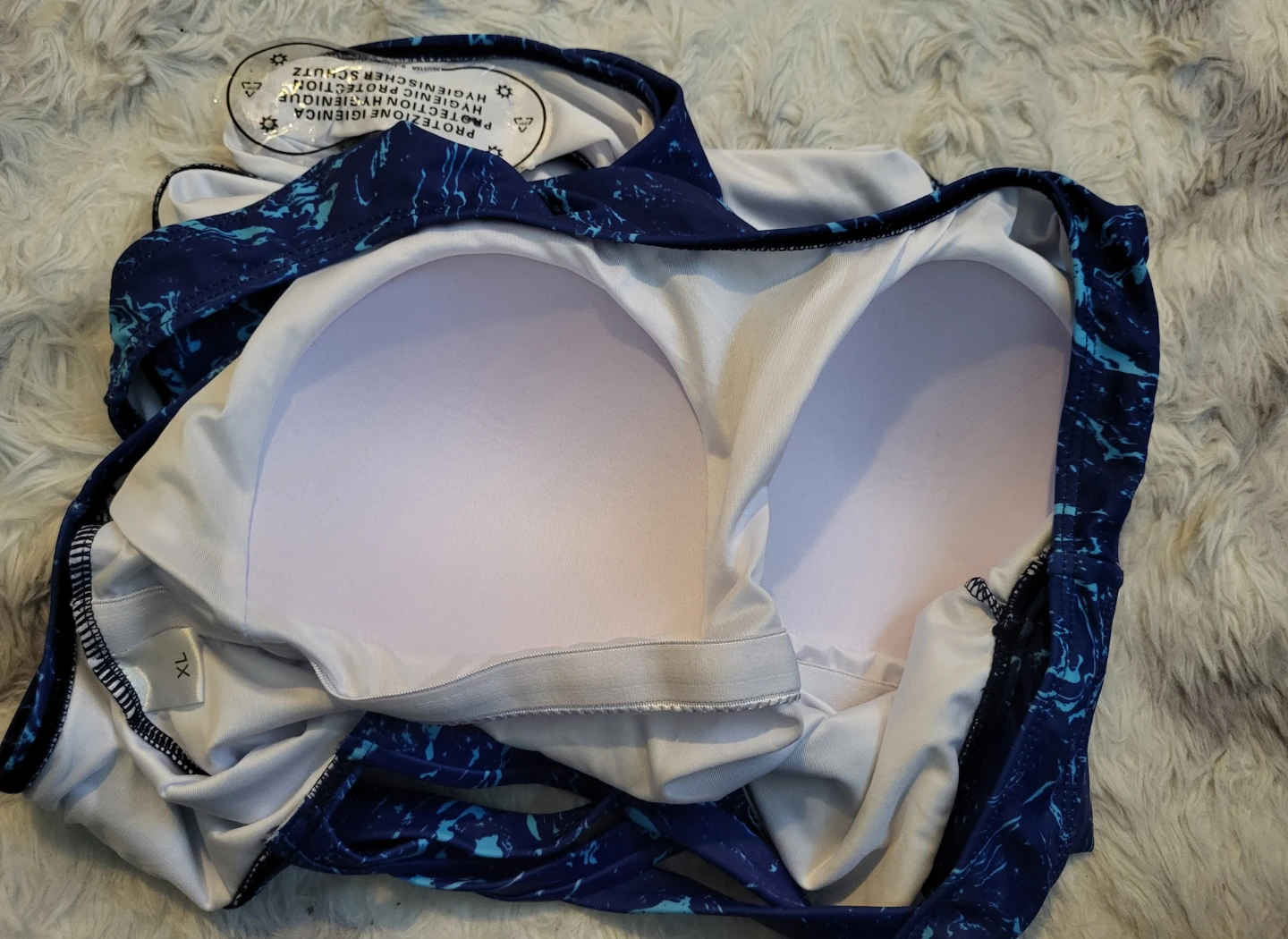 New Blue Marble Print One-Piece Swimsuit XL - photo 5