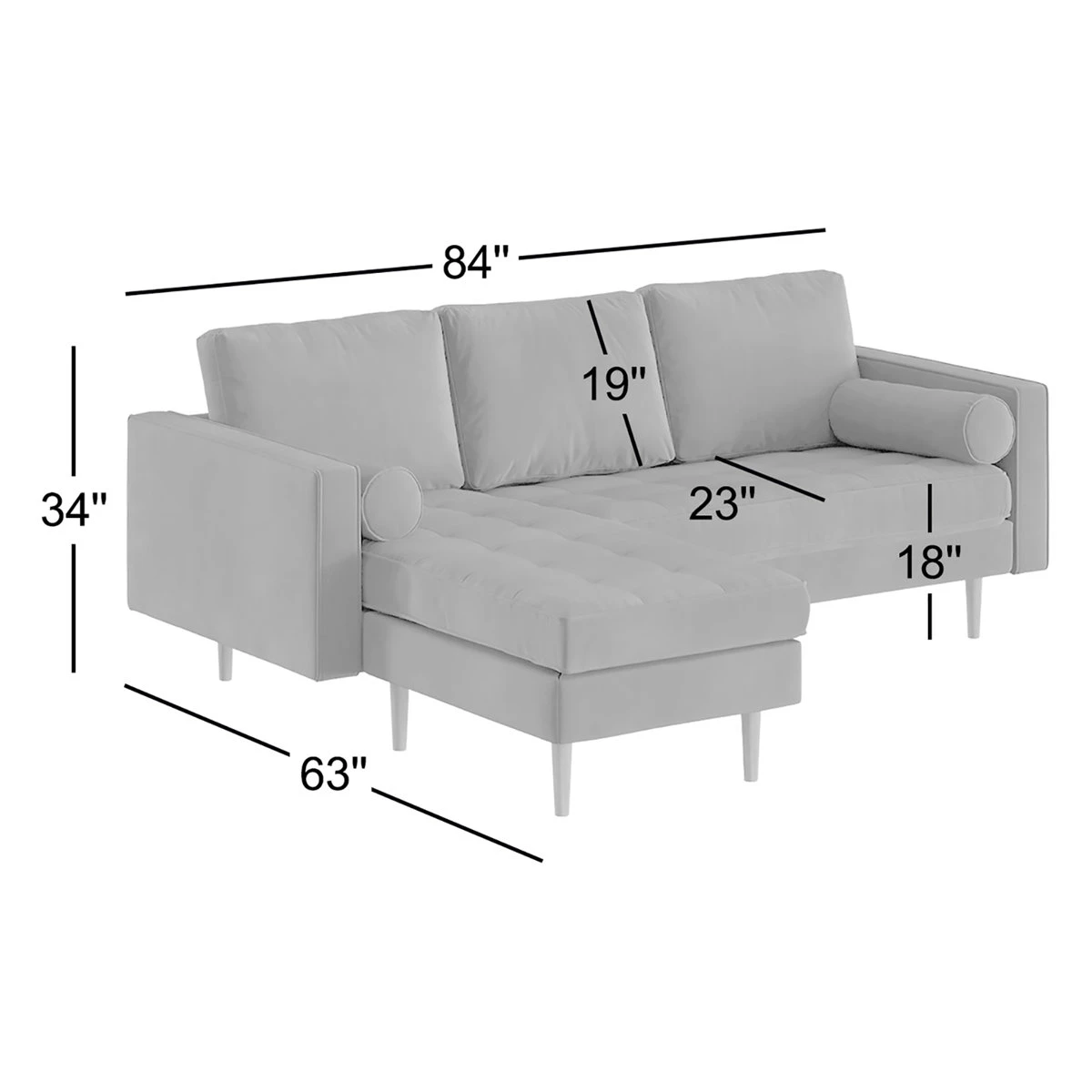 Gray Couch Reversible Chaise - photo 3