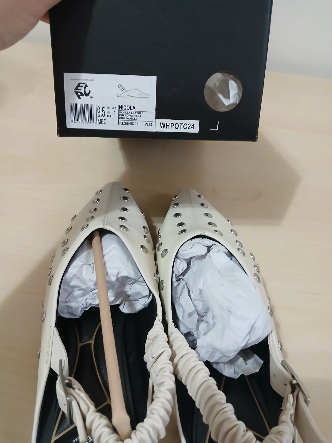 Kenneth Cole Nicola Vanilla Leather Studded Slingbacks - photo 4
