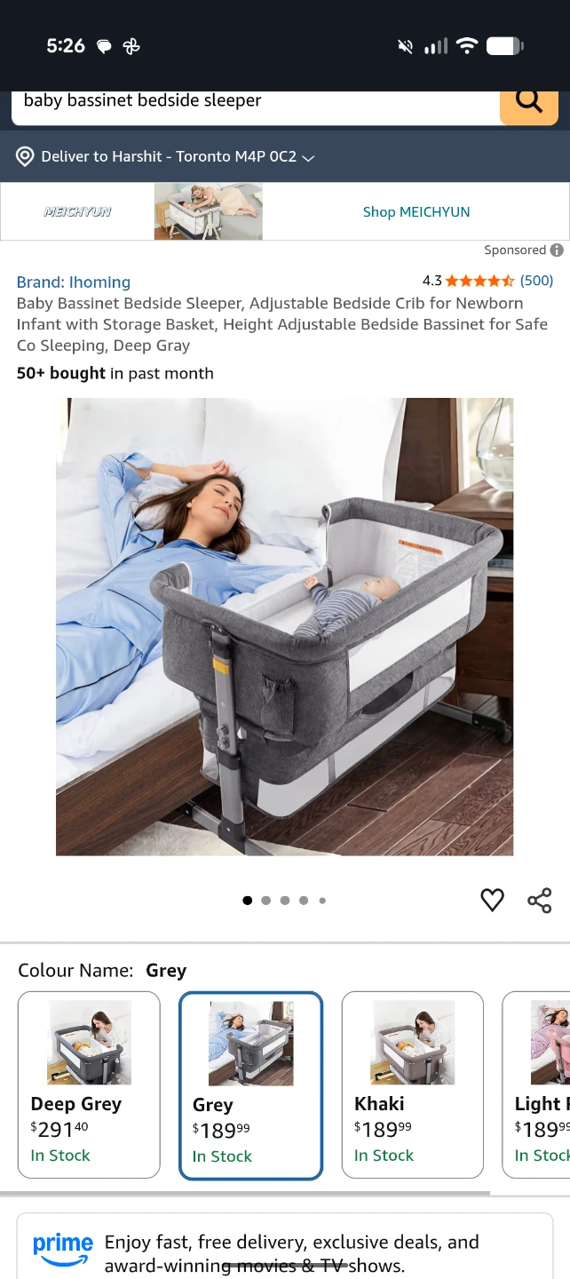 Ihoming Baby Bassinet Bedside Sleeper - Deep Gray