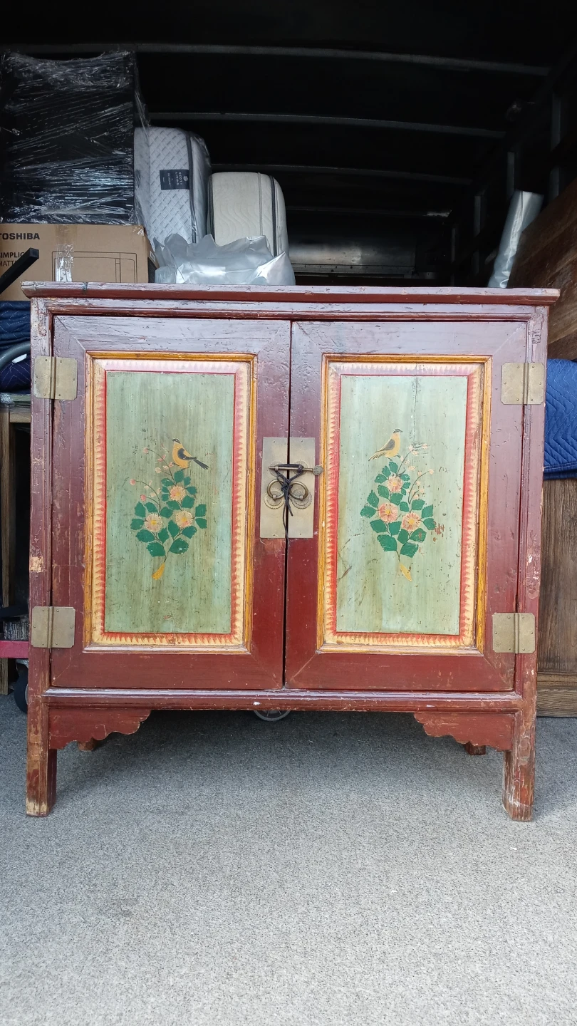 Asian-Style Painted Wood Cabinet