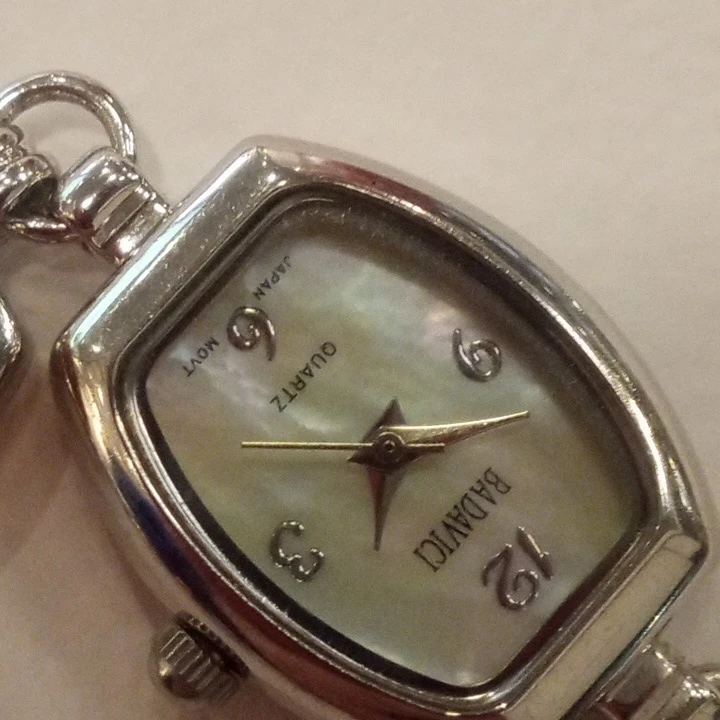 Vintage Badavici Watch With Amber Lucite Cabochons Silvertone - photo 4