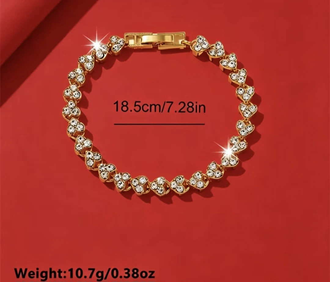 Gold-Tone Quartz Watch and Heart Bracelet Set - photo 3
