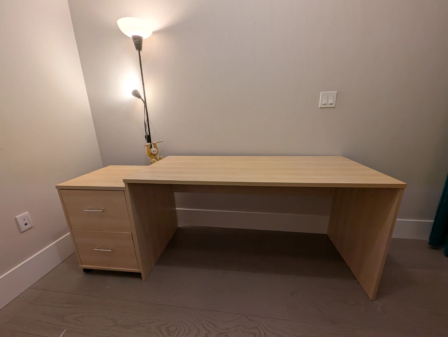 Desk and filing drawers