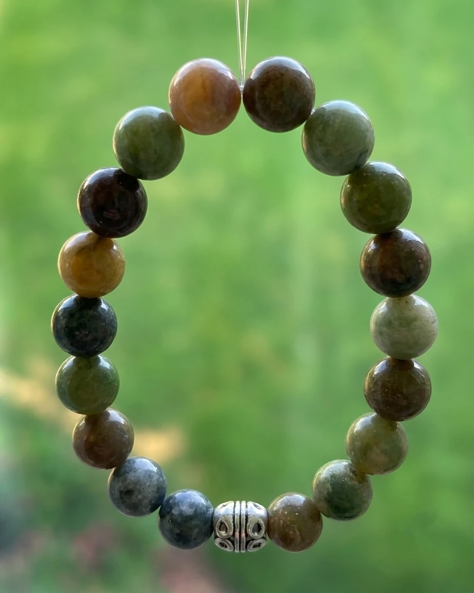 Moss Agate natural stone Bead Bracelet