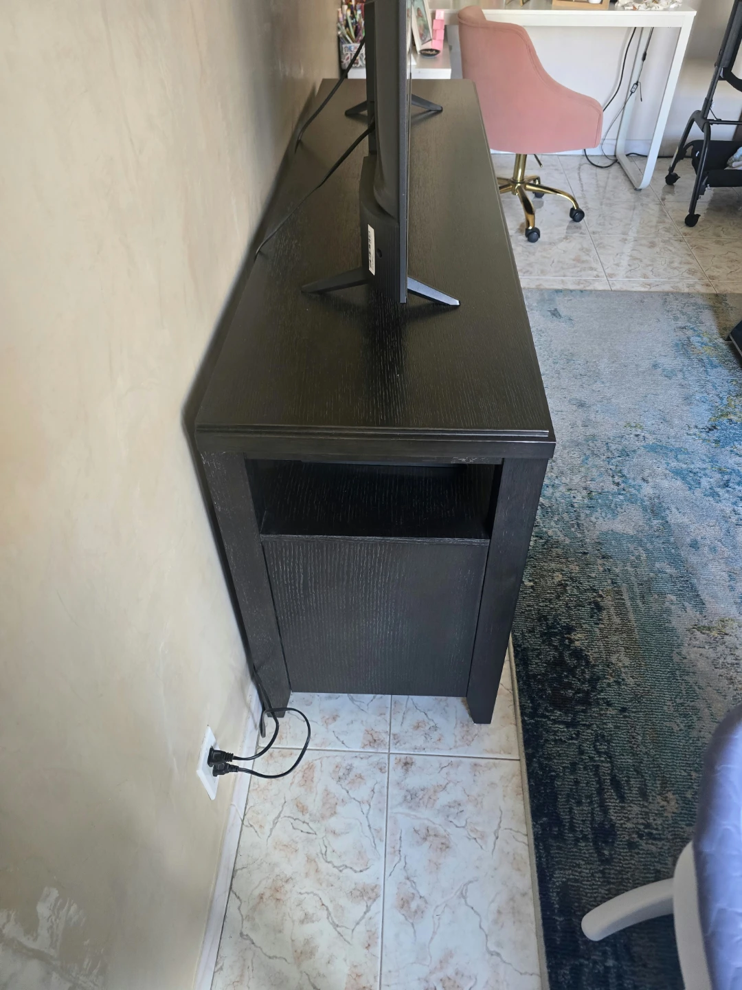 Black Wooden Media Console with Drawers - photo 2