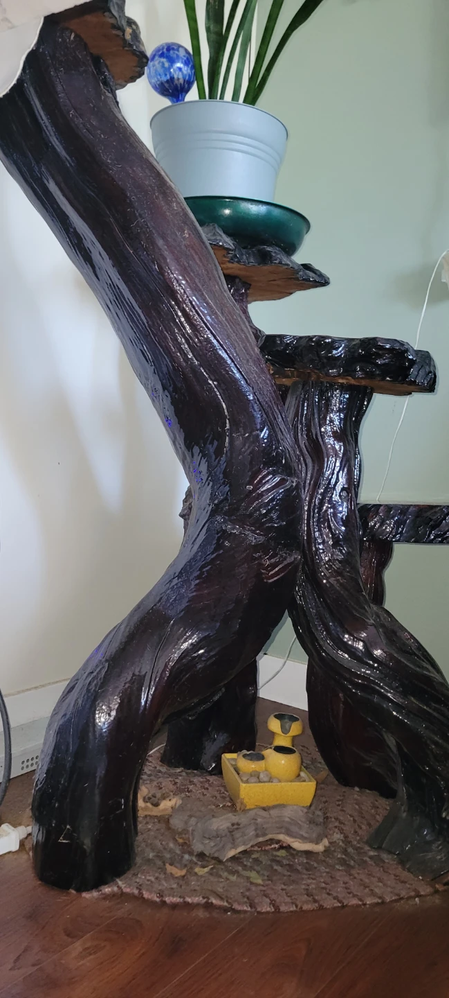 Rustic Live Edge California Red Wood Plant Stand