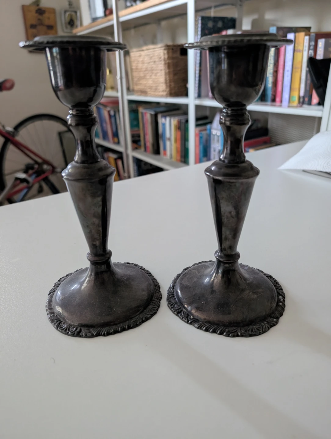 Set of Two Silver-Plated  heavy Candlesticks