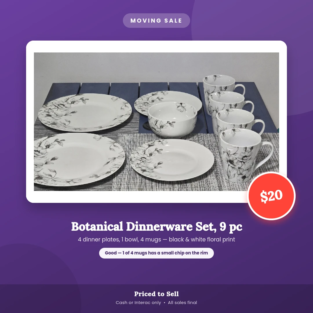 Botanical Dinnerware Set, 9 pc