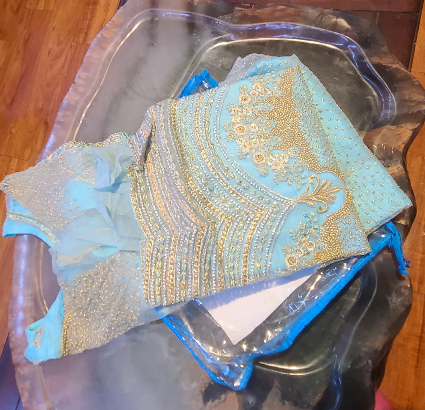 Light Blue Traditional Embroidered Lehenga Set - photo 4