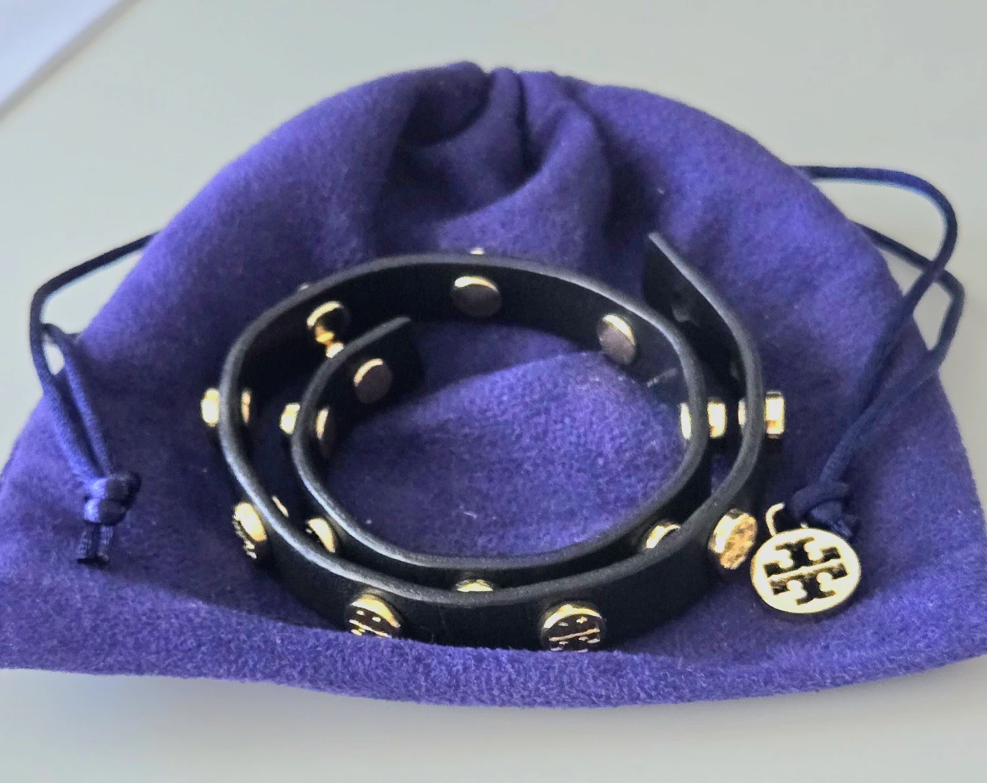 Tory Burch black leather wrap bracelet - photo 2