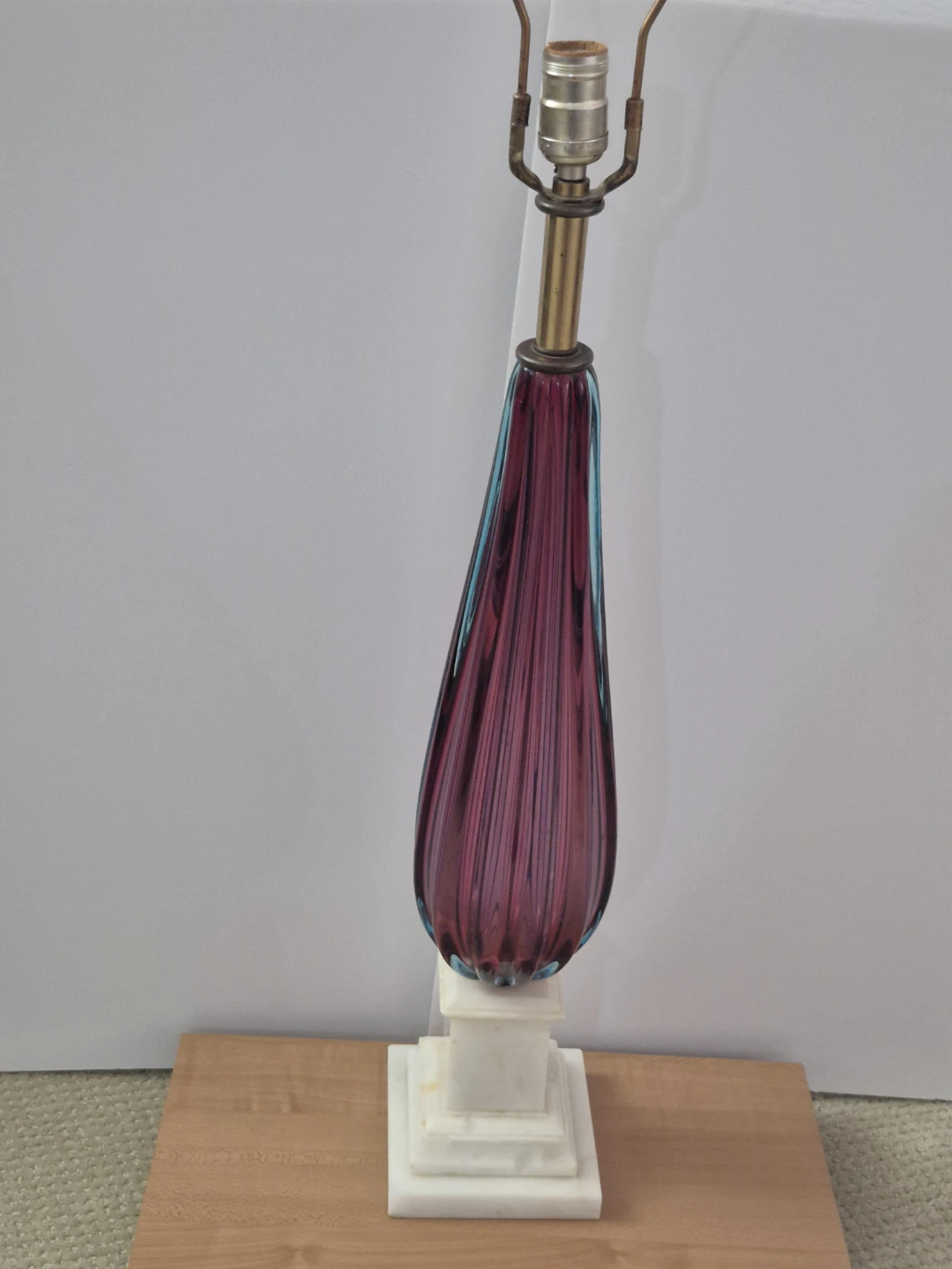 Vintage Purple and Blue Glass Table Lamp