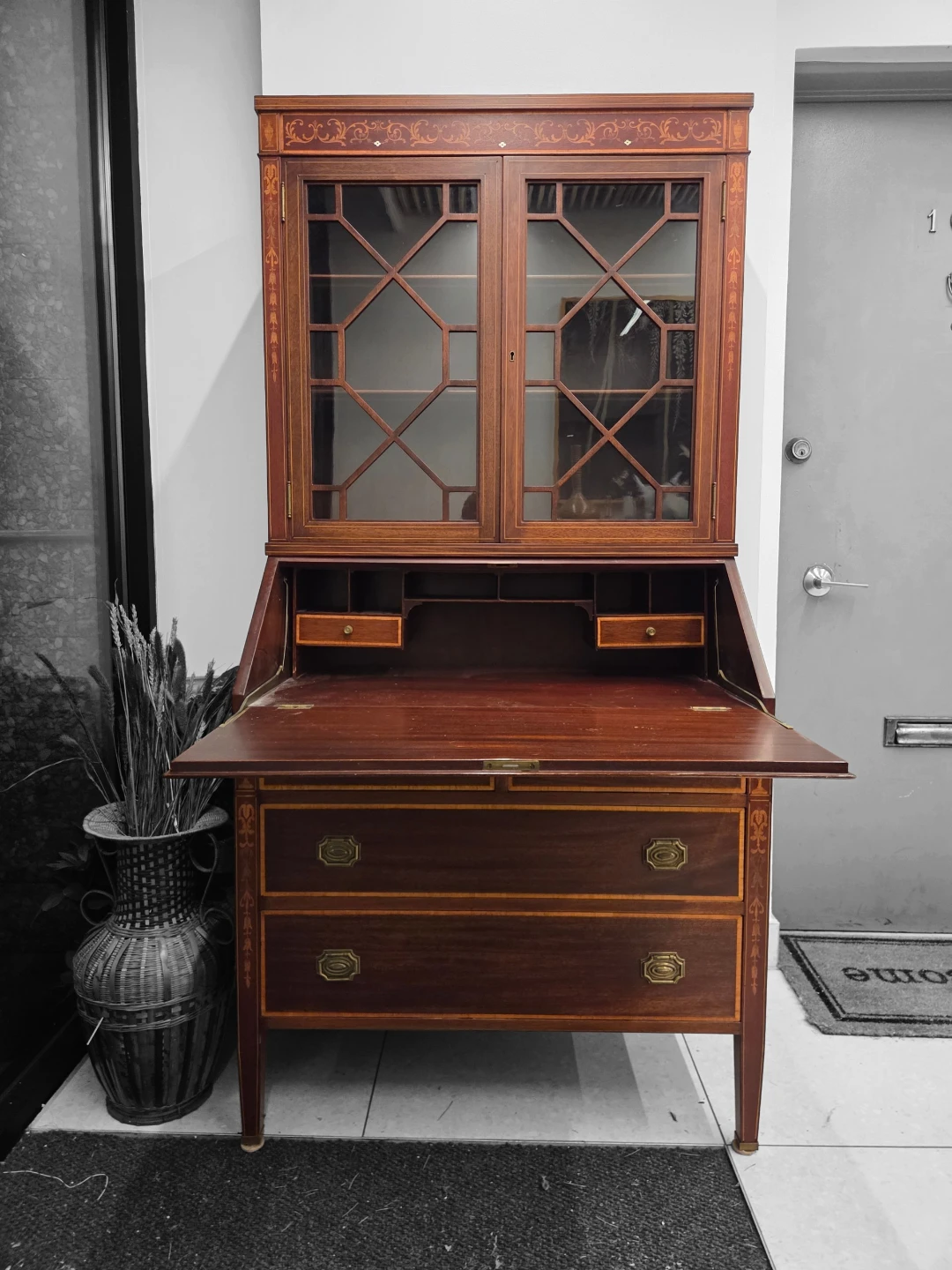 Vintage Mahogany Bureau Drop-Front Desk / Bookcase - photo 2