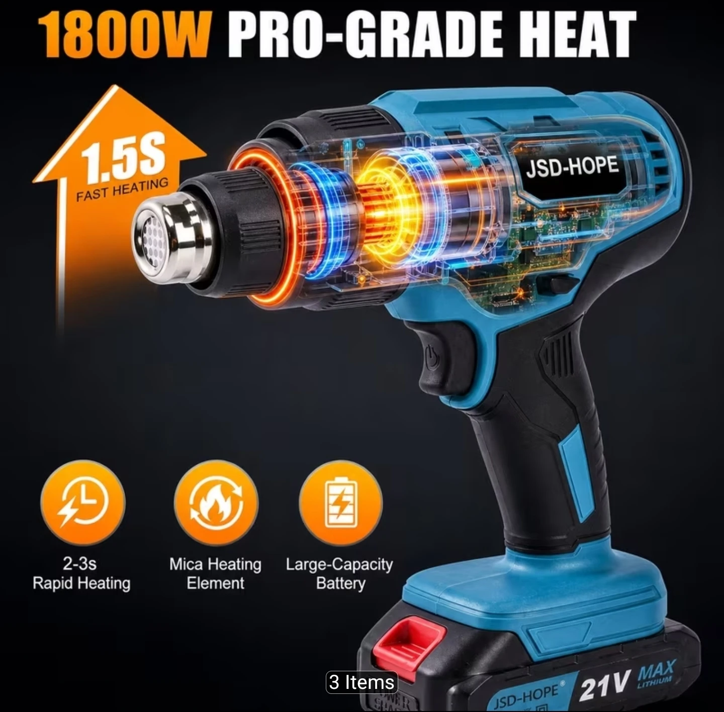 JSD-HOPE 21V Cordless Hot Air Heat Gun - photo 2