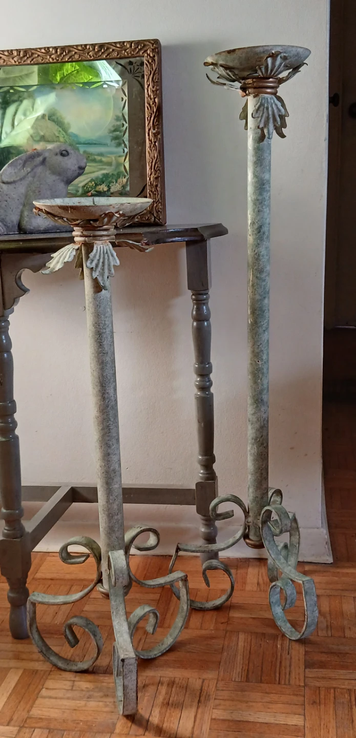 Set of Two Vintage Floor Candle Holders