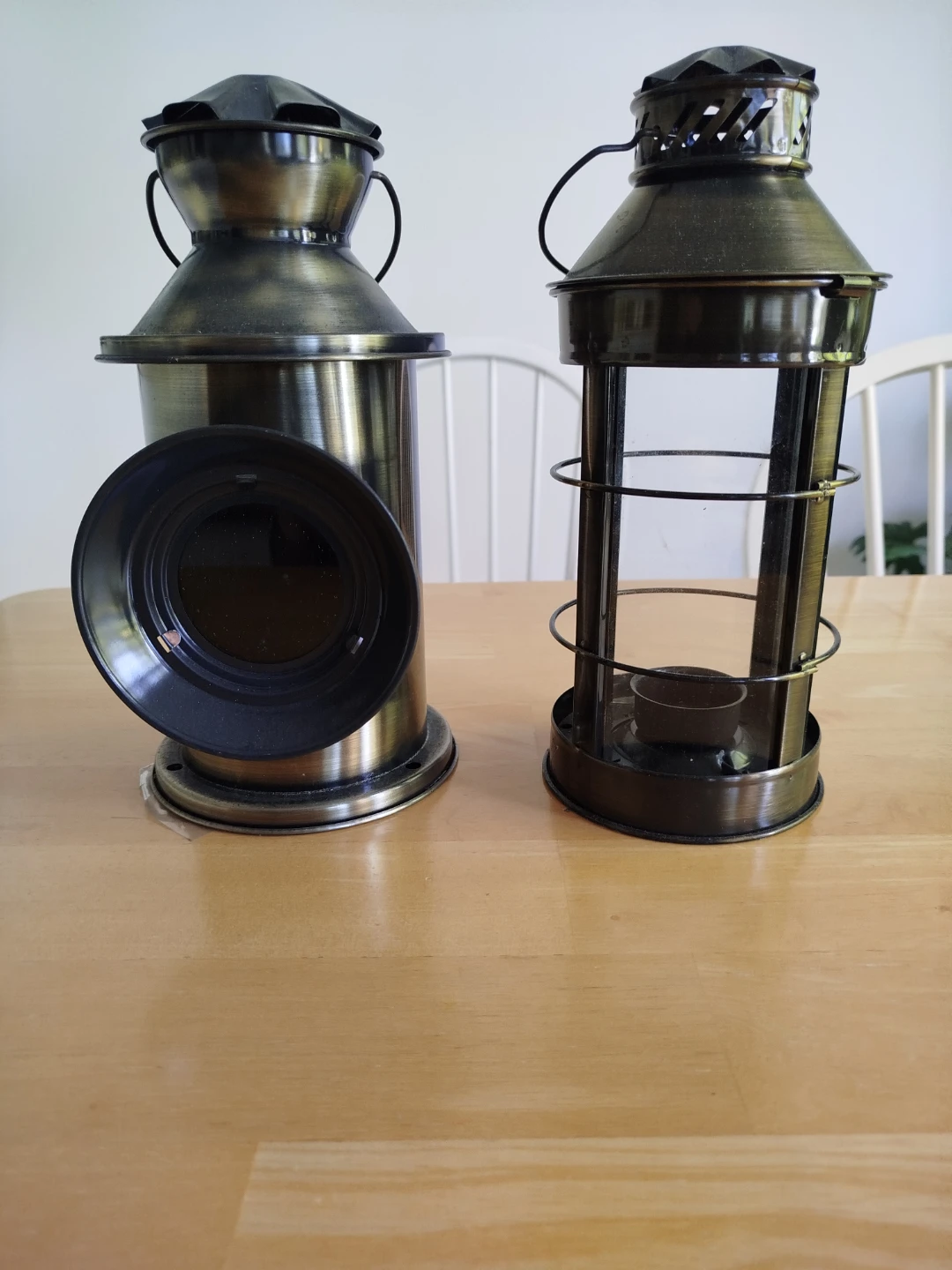 Set of Two Vintage Style Metal Lanterns