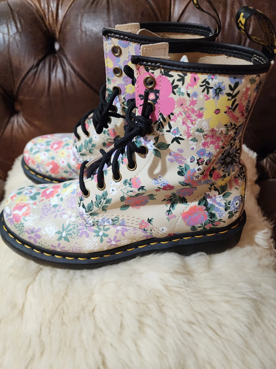 Dr. Martens Floral Print Boots (Worn Once Indoors)