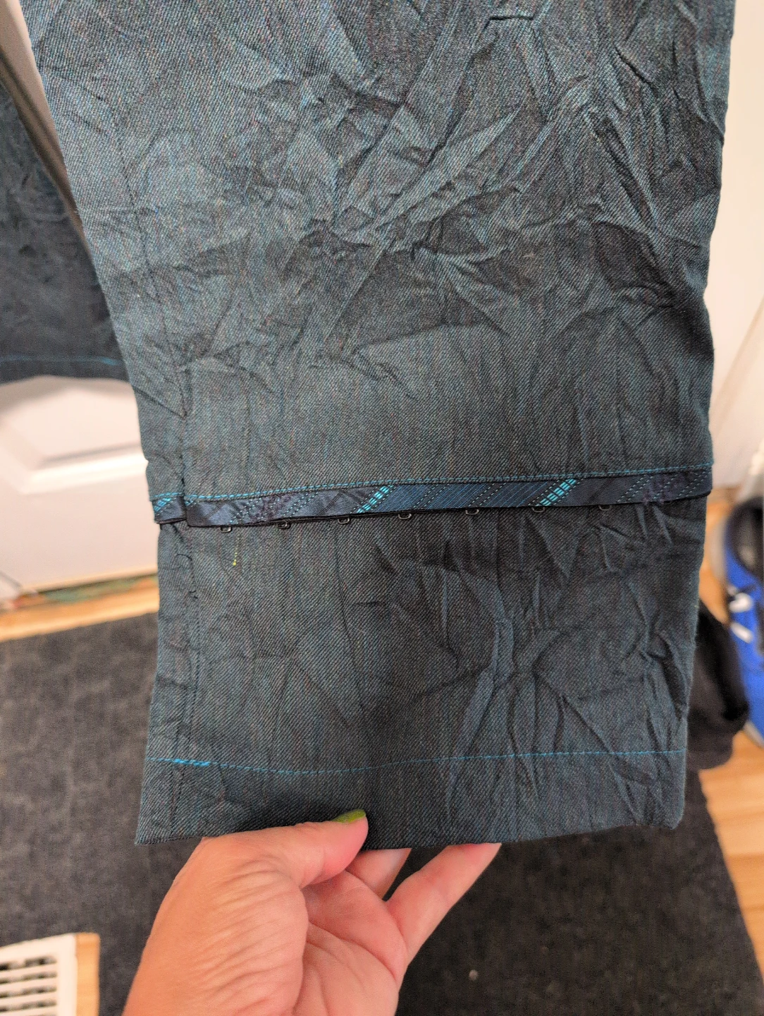 Women's Blue Textured Pants - photo 4
