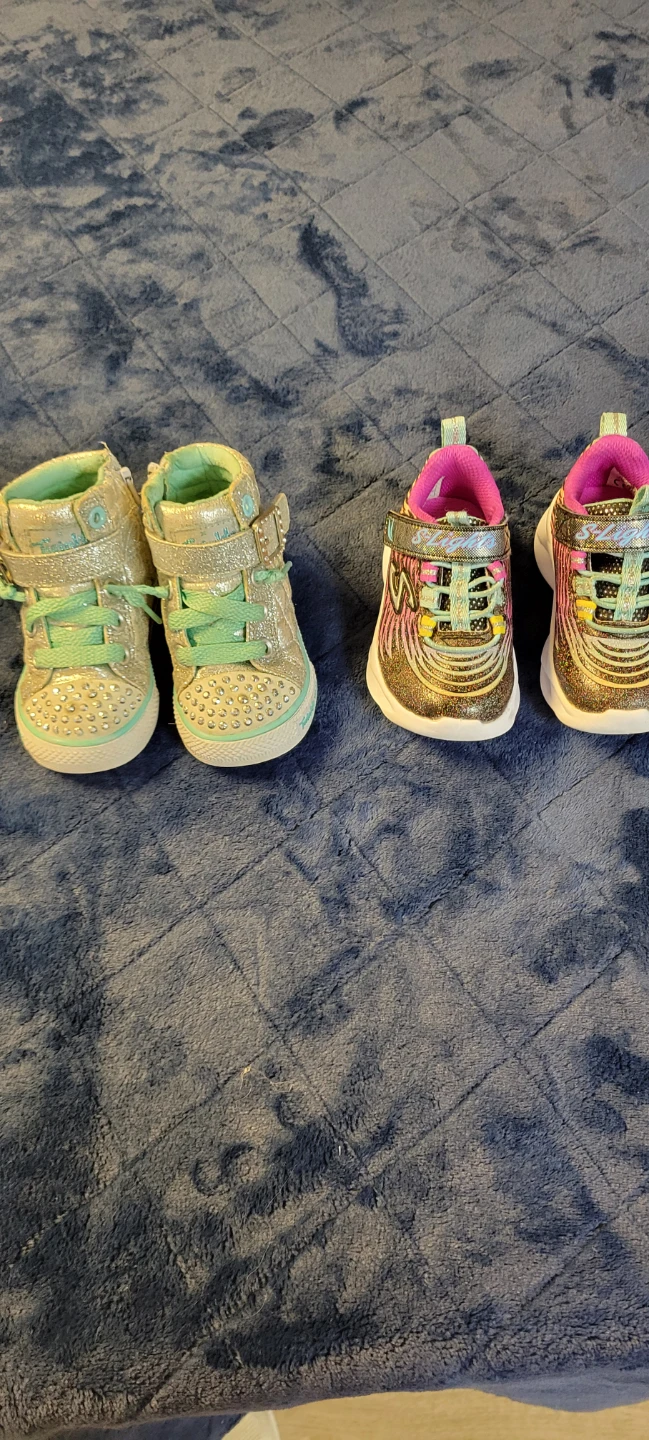 Two Pairs of Skechers S-Lights Kids Shoes