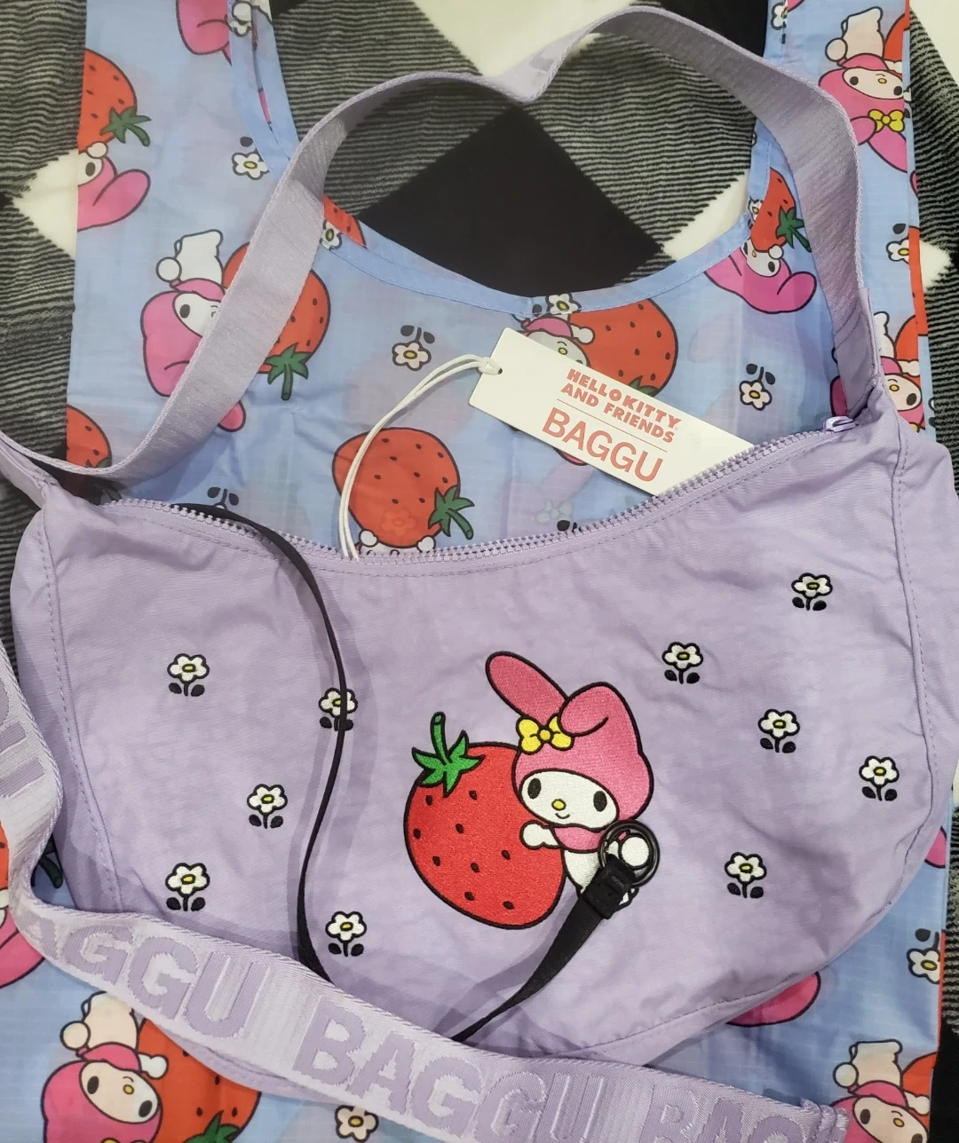 My Melody Baggu Medium crescent Bag & a Standard Baggu