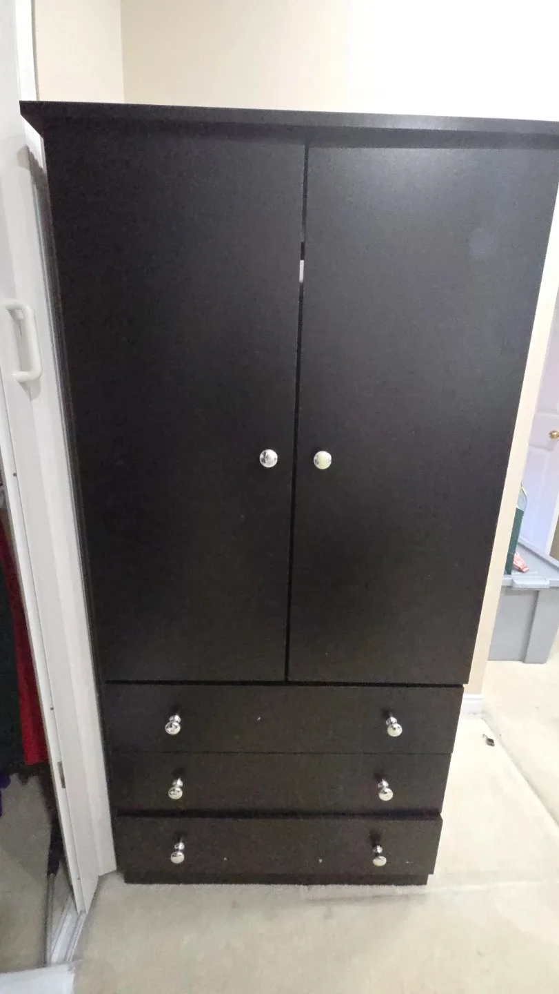 Used Black Wardrobe with Three Drawers
