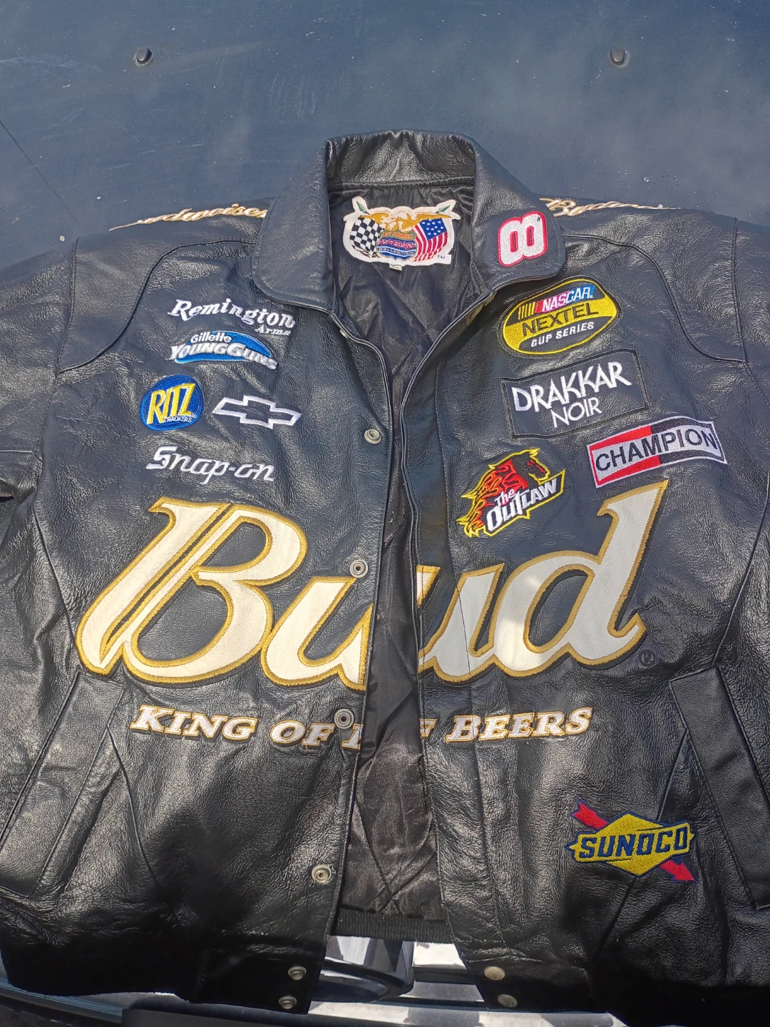 Jeff Hamilton Budweiser NASCAR Leather Jacket - photo 2