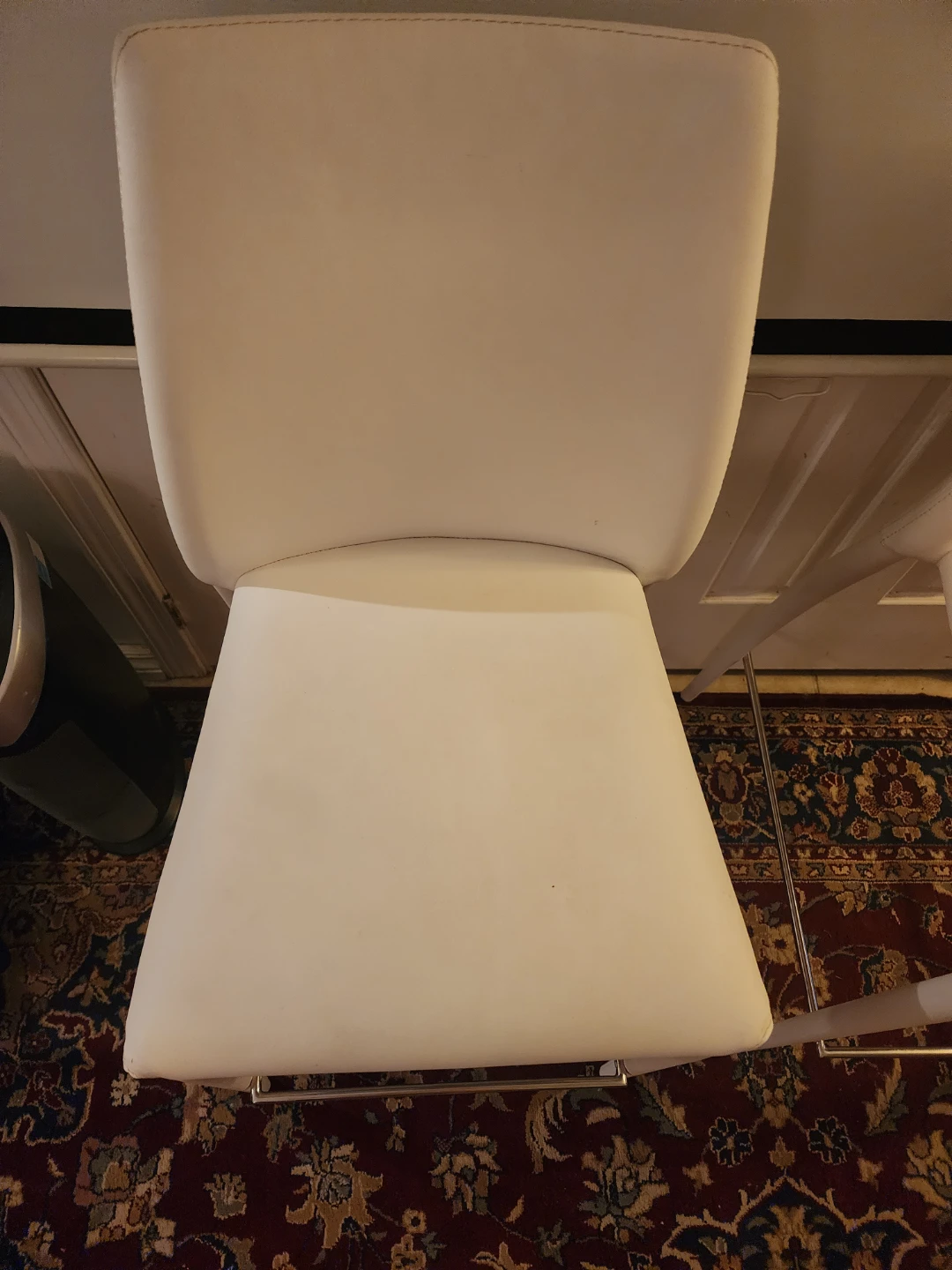 Pair of Structube White Faux Leather Counter Stools - photo 2