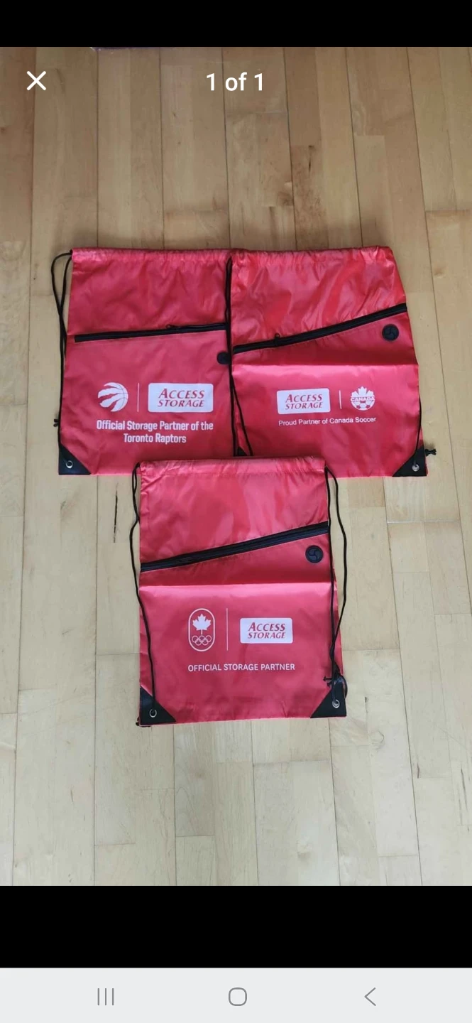 Red Toronto Raptors, Canada Soccer/ Olympics Drawstring Bags