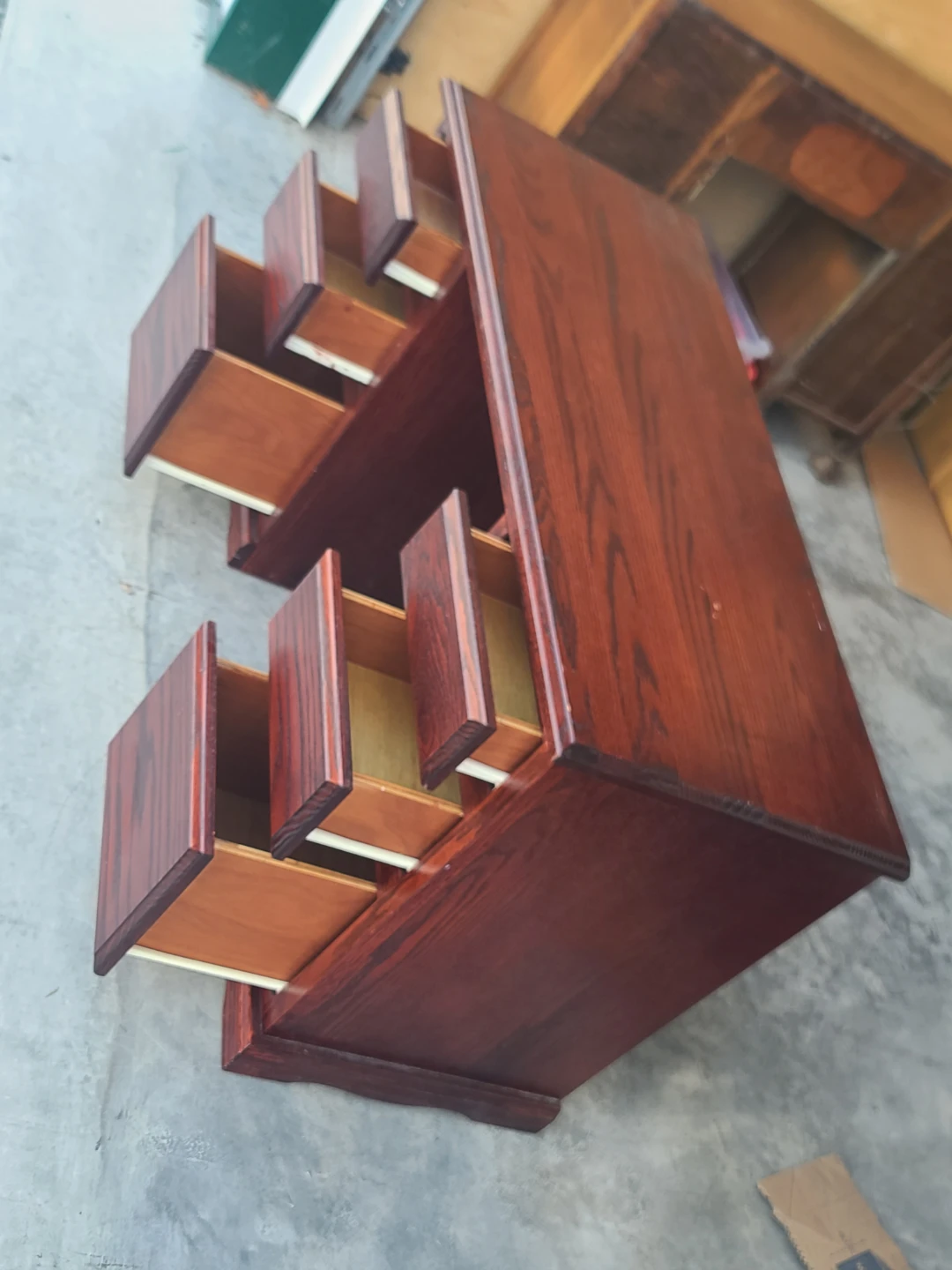Dark Wood Vanity Desk with Mirror - photo 2