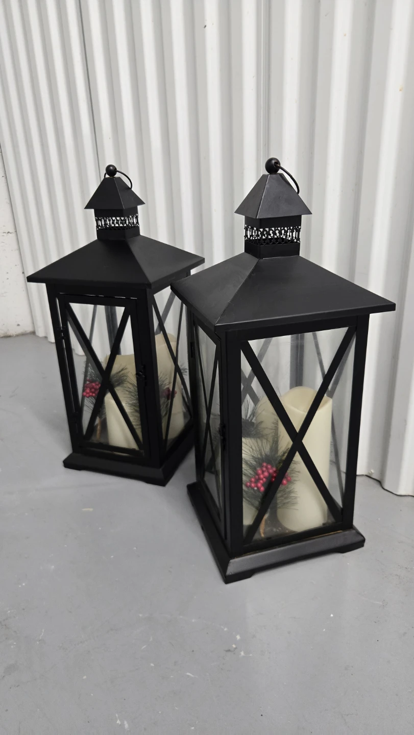 Set of Two big Decorative Black Metal Lanterns - photo 3