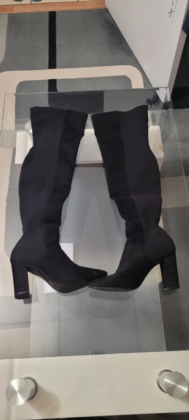 Black Over-the-Knee Heeled Boots