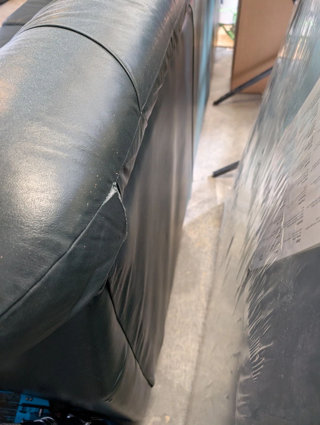 Dark Green Leather Sofa - photo 2