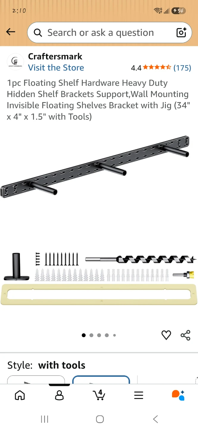 Heavy Duty Floating Shelf Bracket 34 inch