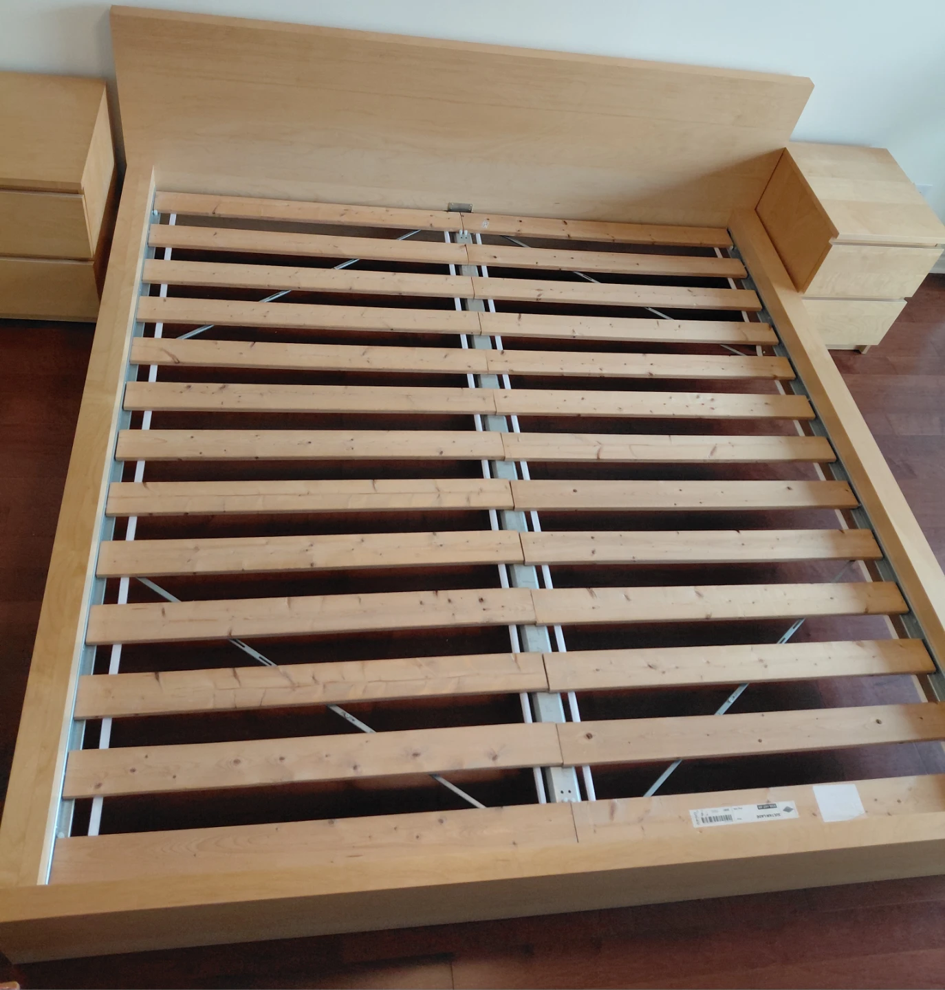 IKEA King Size Bed Frame with Two Nightstands