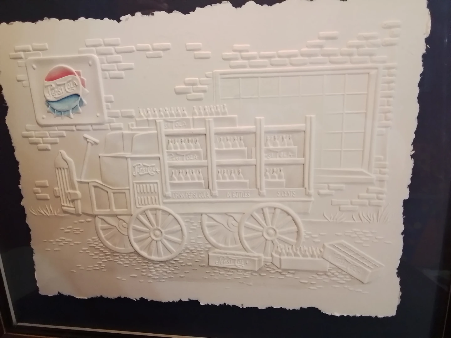 Rare 1981 Vintage PEPSI-COLA Cast Paper Sculpture by Greg Kensit - photo 3