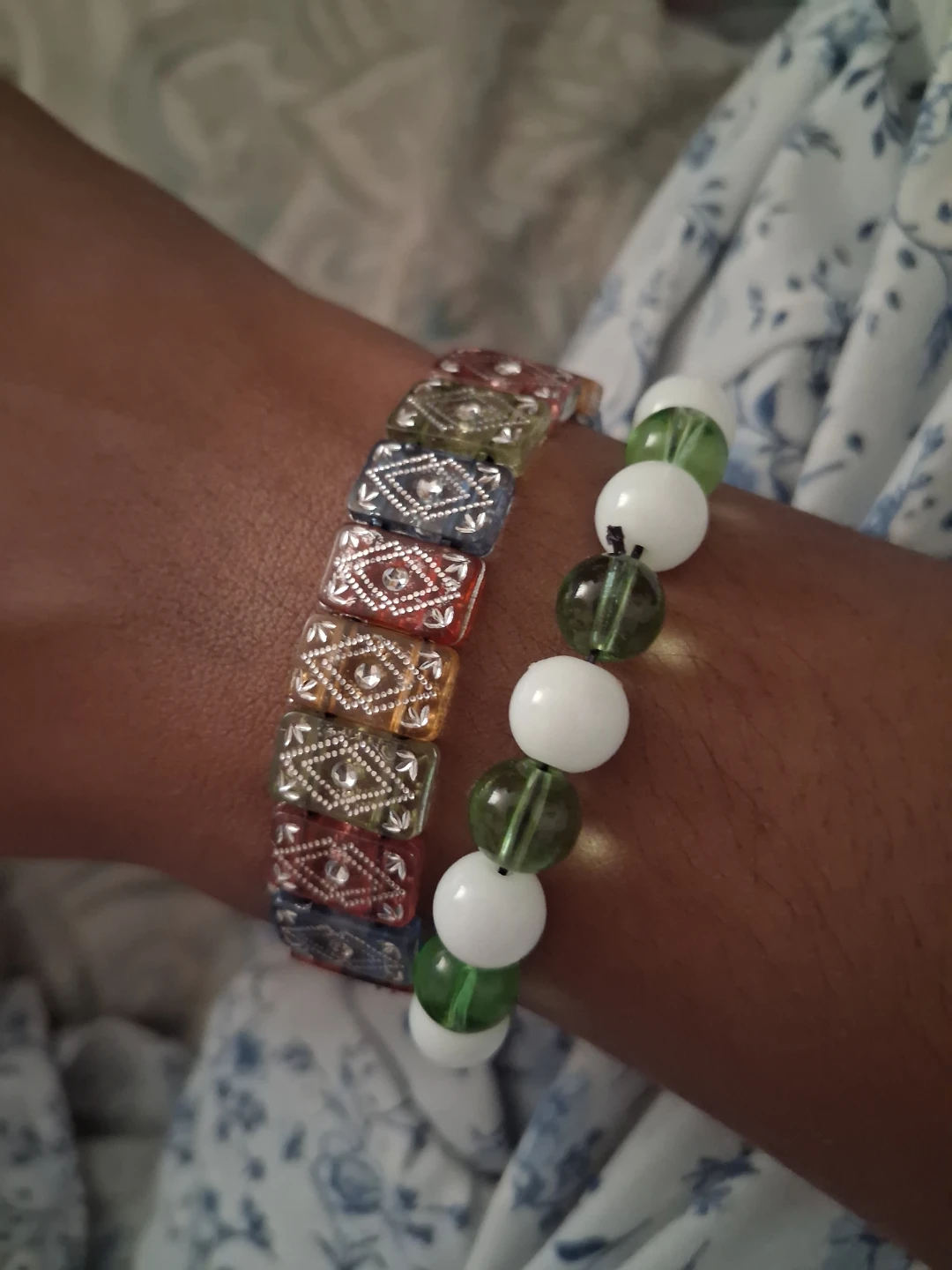 Set of Two Multi-Colored Beaded Bracelets