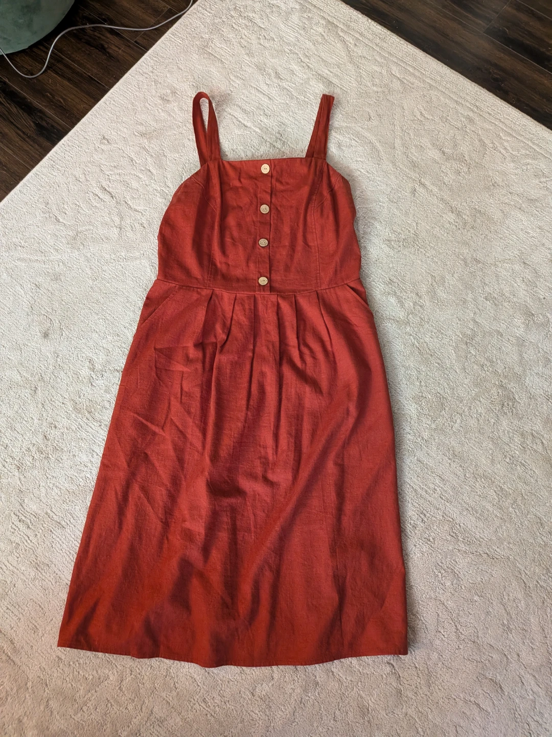 Dagg & Stacey Rust Linen Blend Midi Dress