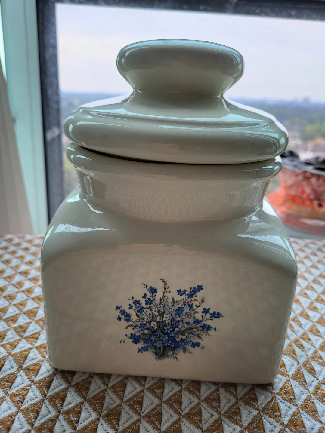 Ceramic Canister with Floral Detail