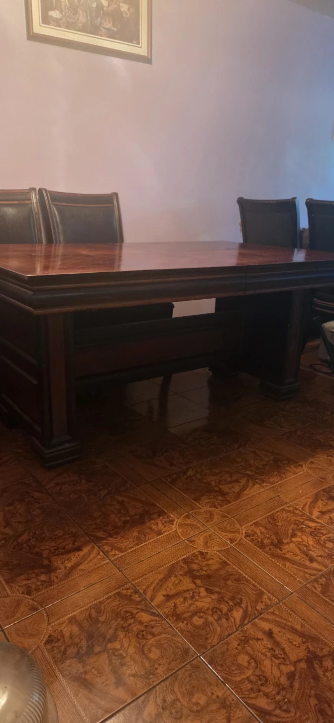 Dark Wood Dining Table with 6 dining chairs