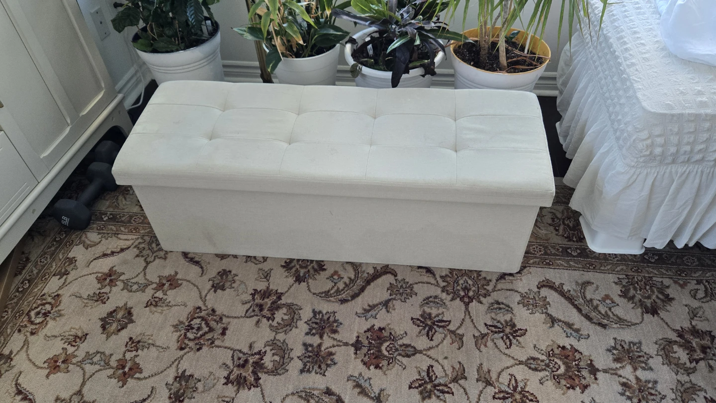 Beige foldable Fabric Storage Bench