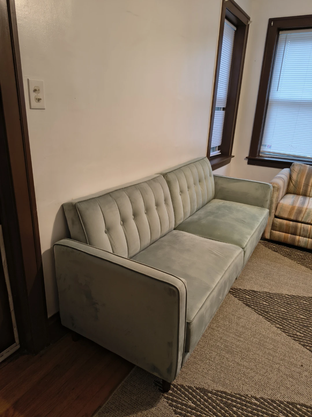 Light Green Velvet Futon Sofa - photo 3