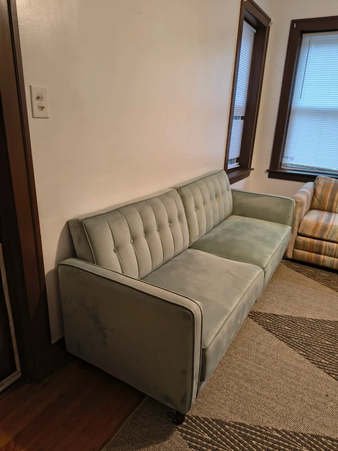 Light Green Velvet Futon Sofa - photo 3
