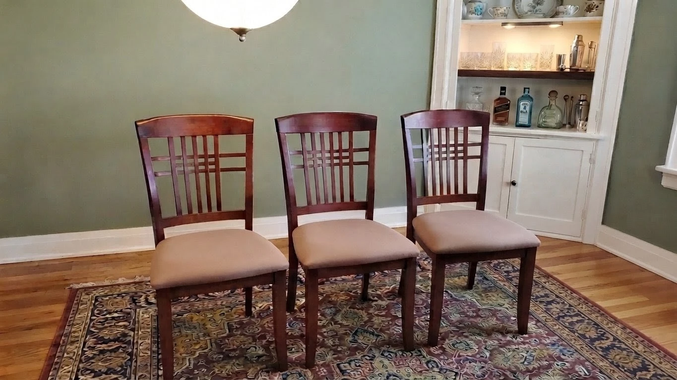Set of 3 Wooden Dining Chairs