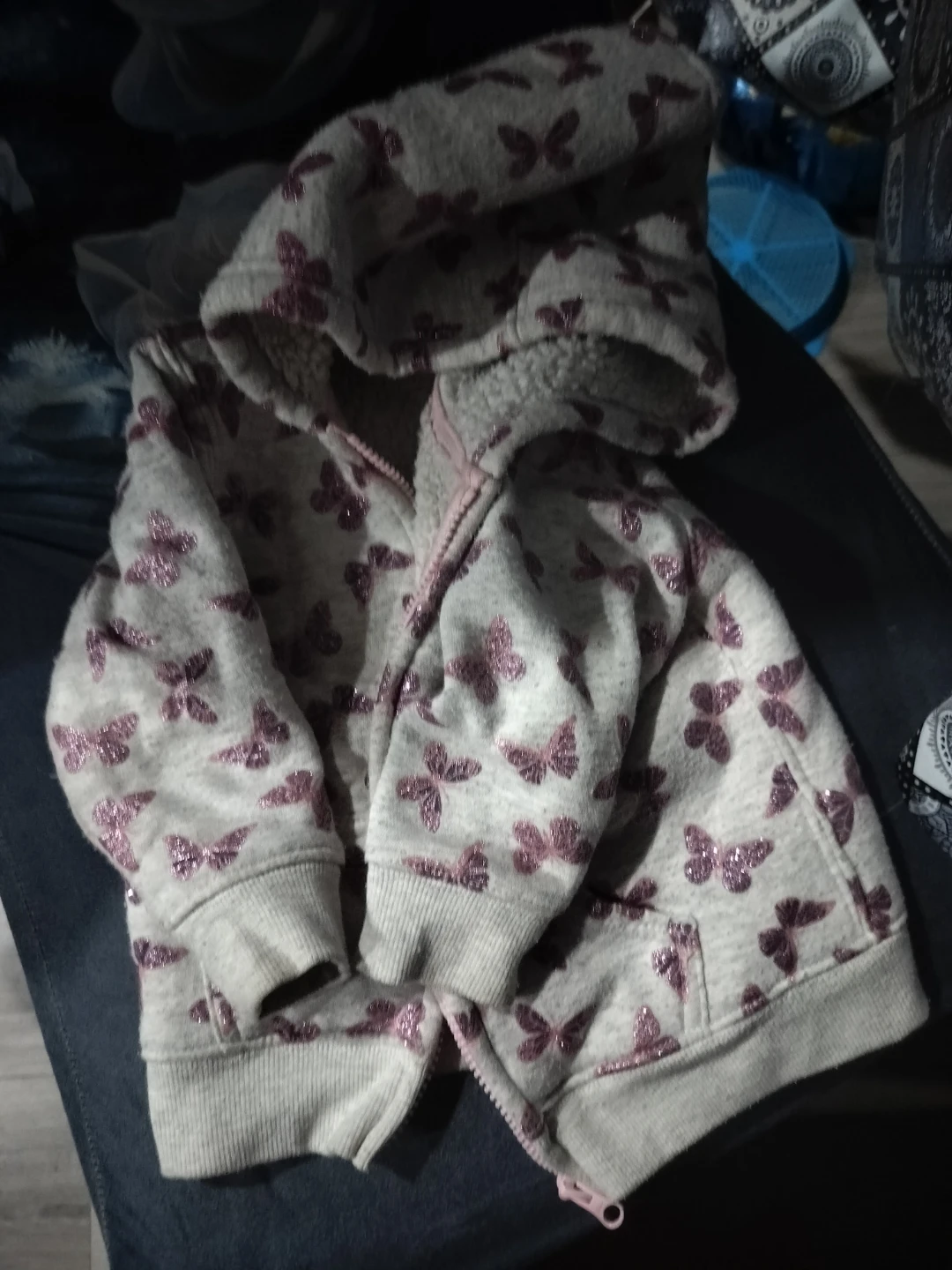 🏈 Girls' butterfly print sheepa zip-up hoodie