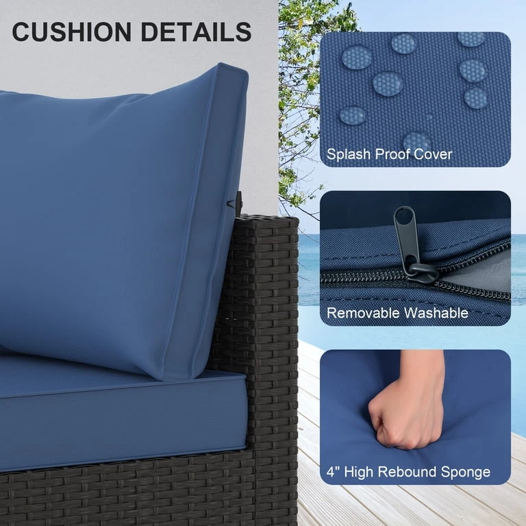 NEW In 2 Box (fit to SUV) Navy Blue 5 Pc Patio Sectional Set - photo 3