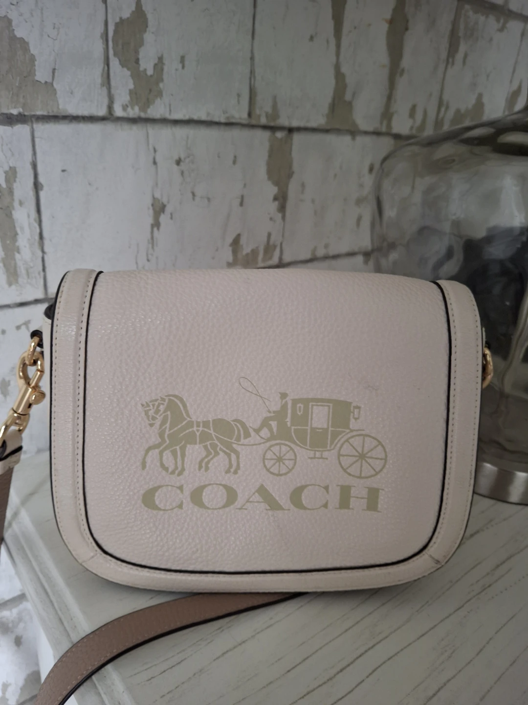 Coach off white purse with strap