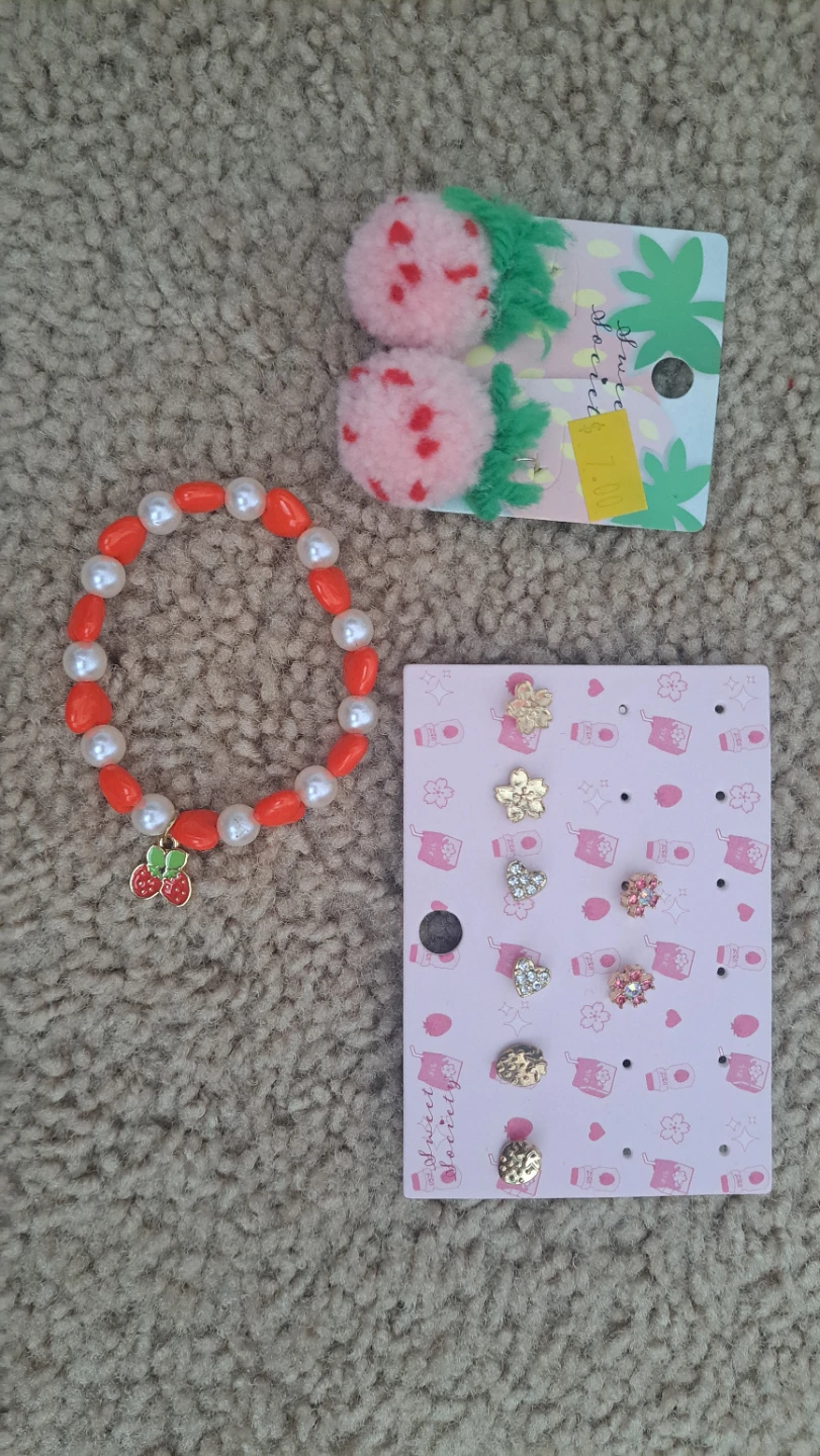 Sweet Society Jewelry Set with Strawberry Bracelet and Earrings