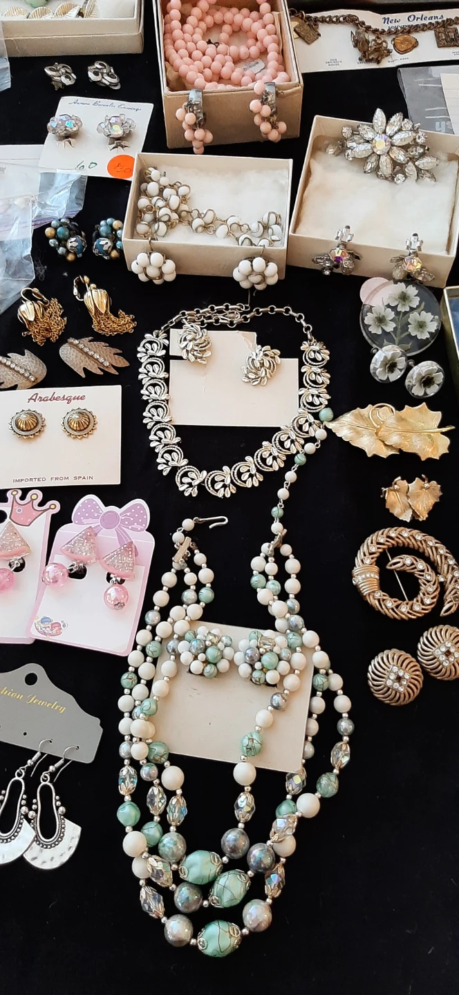 Vintage Necklace with matching clip earring sets.