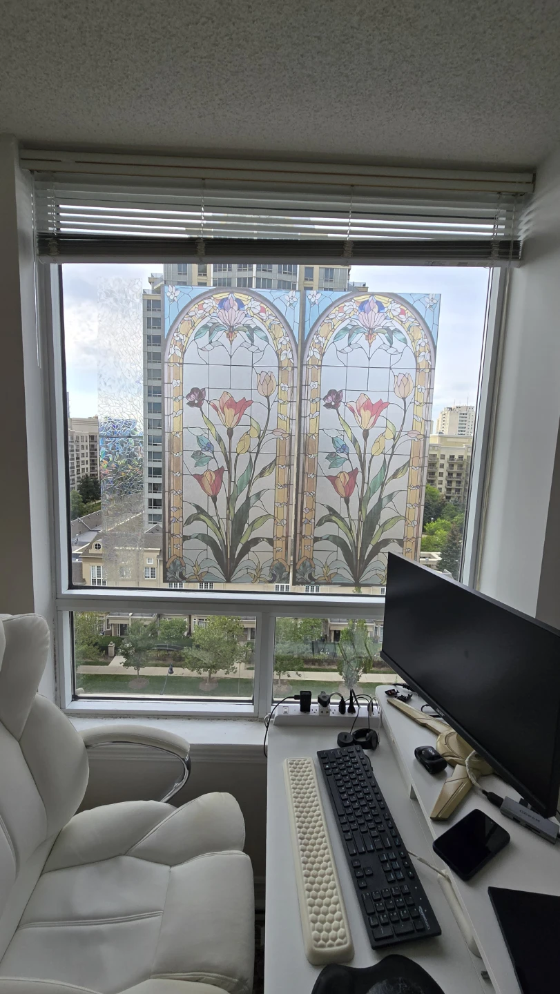 Pair of Stained Glass Style Tulip Window Film
